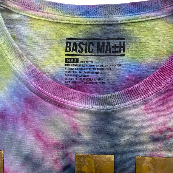 BAS1C Ma+H upcycled unisex rainbow Spiral TIE DYE short sleeved top sz X-LARGE - Picture 9 of 12